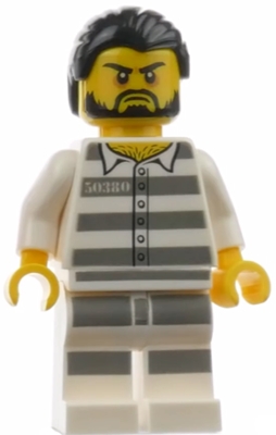 Mountain Police - Jail Prisoner 50380 Prison Stripes, Black Hair, Beard