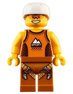 Rock Climber, Orange Tank Top, Dark Orange Legs with Clips, White Sports Helmet
