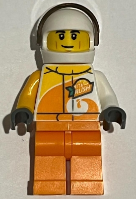 Racer, White and Orange Jumpsuit with 'VITA RUSH', White Helmet with Visor (3626cpr3025 Head)