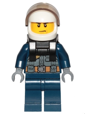 Police - City Pilot, Jacket with Dark Bluish Gray Vest, Dark Blue Legs, White Helmet, Scowl with Neck Bracket &#40;for Jet Pack&#41;
