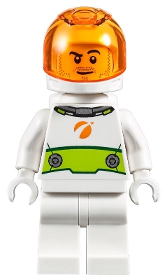 Astronaut - Male, White Spacesuit with Lime Belt, Trans Orange Large Visor, Stubble and Smirk