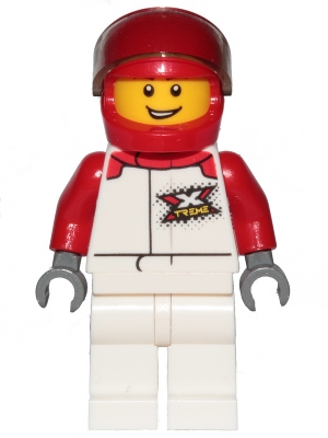 Race Car Driver - Male, White and Red Jumpsuit with &#39;XTREME&#39; Logo, White Legs, Red Helmet