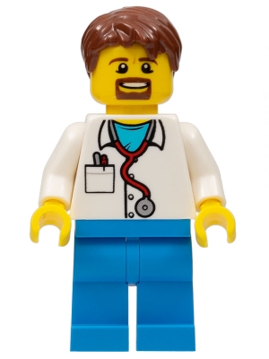 Doctor - Stethoscope, Dark Azure Legs, Reddish Brown Hair, Beard