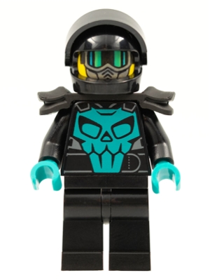 Stuntz Driver, Black Helmet, Shoulder Armor, Dark Turquoise Skull