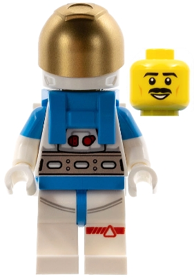 Lunar Research Astronaut - Male, White and Dark Azure Suit, White Helmet, Metallic Gold Visor, Moustache