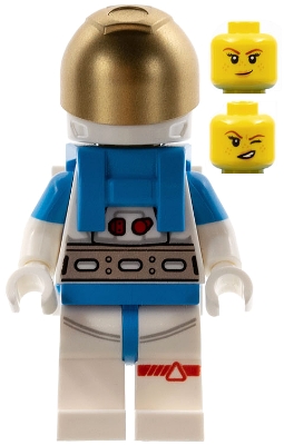Lunar Research Astronaut - Female, White and Dark Azure Suit, White Helmet, Metallic Gold Visor, Freckles