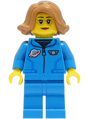 Lunar Research Astronaut - Female, Dark Azure Jumpsuit, Medium Nougat Hair, Glasses