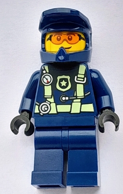 Police - City Officer Dark Blue Diving Suit and Helmet, Orange Glasses