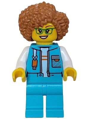 Arctic Explorer Researcher - Female, Medium Azure Jacket with Flash Drive, Medium Azure Legs, Medium Nougat Hair, Glasses