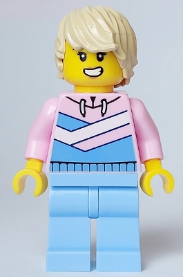 Tuk Tuk Driver - Female, Bright Pink Hoodie, Bright Light Blue Legs, Tan Hair