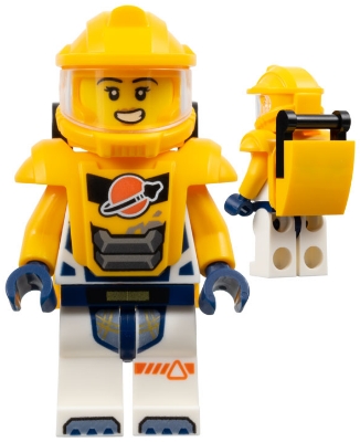 Astronaut - Female, Bright Light Orange Helmet, Bright Light Orange Armor, White Suit with Bright Light Orange Arms