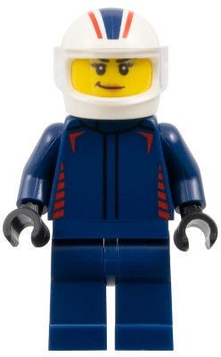 Formula 1 Driver, Red Bull - Female, Dark Blue Racing Suit, White Helmet, Trans-Clear Visor