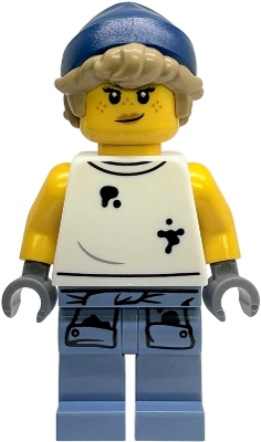 Mechanic, Dirty White Vest, Sand Blue Legs, Dark Blue Hat