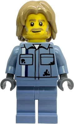 Mechanic, Sand Blue Overalls, Dark Tan Hair