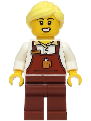 Barista, Reddish Brown Apron, Bright Light Yellow Hair