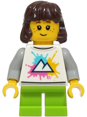 Girl, White Torso, Short Lime Legs, Dark Brown Hair