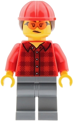 Train Crew, Red Plaid Shirt, Dark Bluish Gray Legs, Red Hard Hat