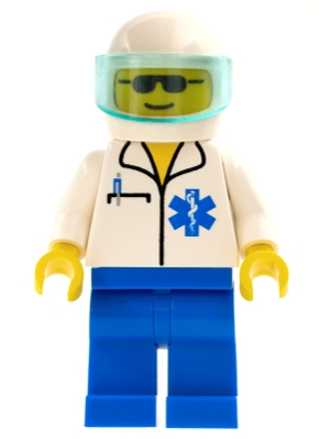 Doctor - EMT Star of Life, Blue Legs, White Helmet, Trans-Light Blue Visor