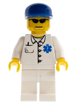 Doctor - EMT Star of Life Button Shirt, White Legs, Blue Cap, Goatee
