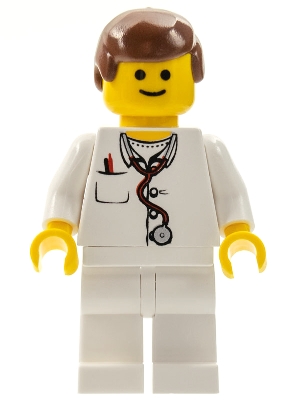 Doctor - Lab Coat Stethoscope and Thermometer, White Legs, Reddish Brown Male Hair