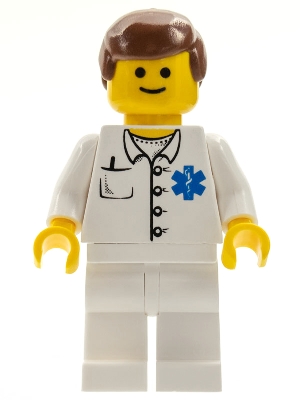 Doctor - EMT Star of Life Button Shirt, White Legs, Reddish Brown Male Hair
