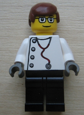 Doctor - Stethoscope with 4 Side Buttons, Black Legs, Glasses, Reddish Brown Male Hair