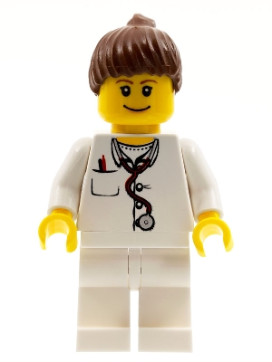 Doctor - Lab Coat, Stethoscope and Thermometer, White Legs, Reddish Brown Female Ponytail Hair