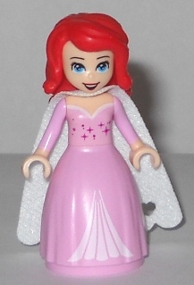 Ariel, Human - Bright Pink Dress with Magenta Stars, White Cape