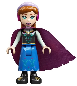 Anna - Blue Skirt, Black Boots and Black Top, Light Aqua Sleeves and Windswept Magenta Cape