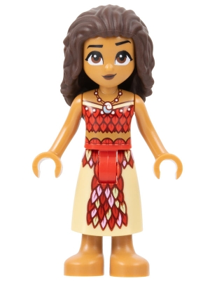 Moana - Red and Tan Top and Long Skirt with Feathers