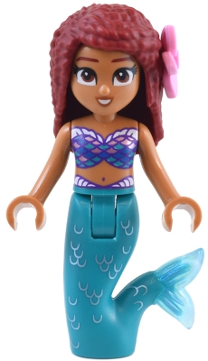 Ariel, Mermaid &#40;Medium Nougat&#41; - Mini Doll, Bright Pink Flower