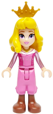 Aurora - Dark Pink Trousers, Big Eyes, Yellow Hair, Pearl Gold Crown