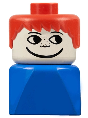 Duplo 2 x 2 x 2 Figure Brick Early, Male on Blue Base, Red Hair, Freckles