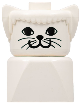 Duplo 2 x 2 x 2 Figure Brick Early, Cat on White Base, White Head