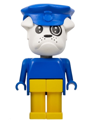 Boris Bulldog, White Head, Blue Torso, Yellow Legs, Blue Police Hat