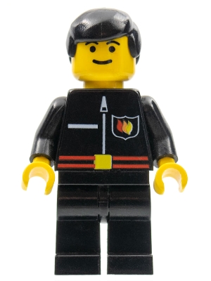 Fire - Flame Badge and Straight Line, Black Legs, Black Male Hair