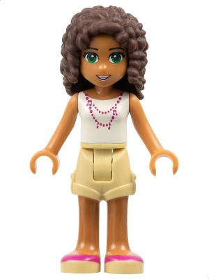 Andrea - White Top, Tan Shorts