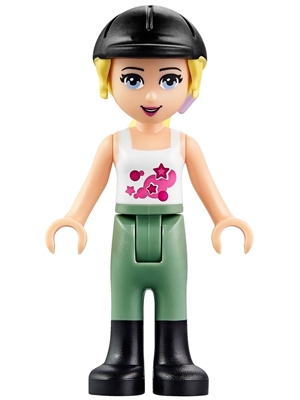 Stephanie - White Top, Sand Green Trousers