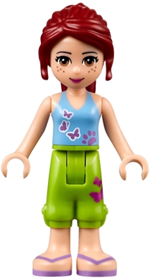 Mia - Medium Blue Top, Lime Shorts