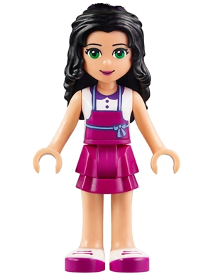 Emma - White Top, Magenta Apron