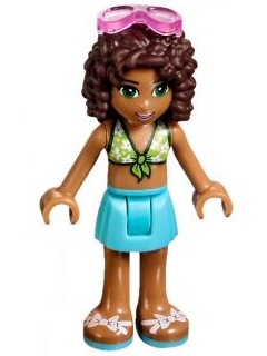 Andrea - Lime Bikini, Medium Azure Skirt
