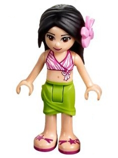 Martina - Dark Pink Bikini, Lime Skirt
