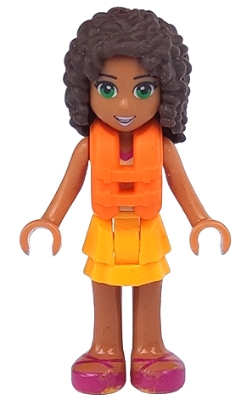 Andrea - Bright Light Orange Layered Skirt, Halter Top with Bright Light Orange Chevron Stripes and Life Jacket