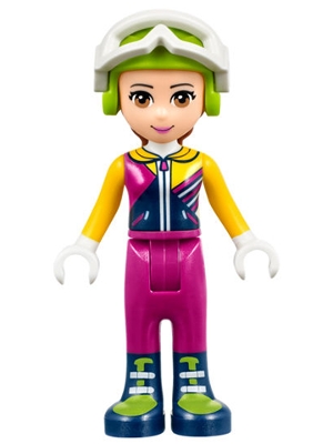 Olivia - Bright Light Orange Ski Vest, Magenta Trousers