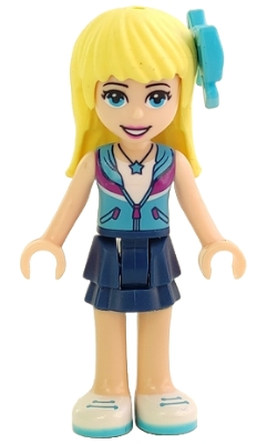 Stephanie - Azure Shirt, Dark Blue Skirt, Bow Tie