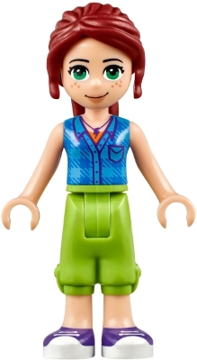 Mia - Blue Plaid Shirt, Lime Trousers