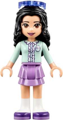 Emma - Light Aqua Top, Medium Lavender Skirt, Glasses