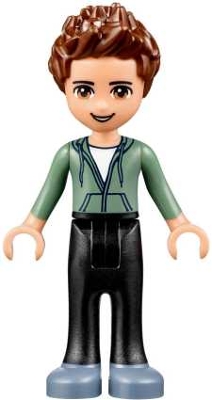 Ethan - Sand Green Hoodie, Black Trousers, Open Mouth