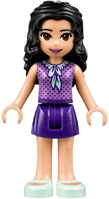 Emma - Medium Lavender Dotted Top, Dark Purple Skirt
