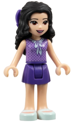 Emma - Medium Lavender Dotted Top, Dark Purple Skirt, Bow